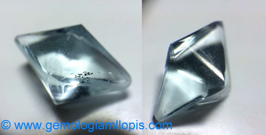 Imitación de bruto de diamante con topacios azules