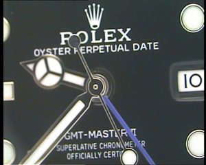 detalles de la esfera de una réplica sde Rolex GMT Master II Batman